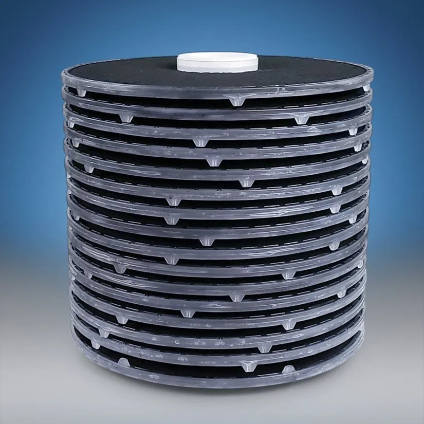 Flat gasket activated carbon lenticular filter